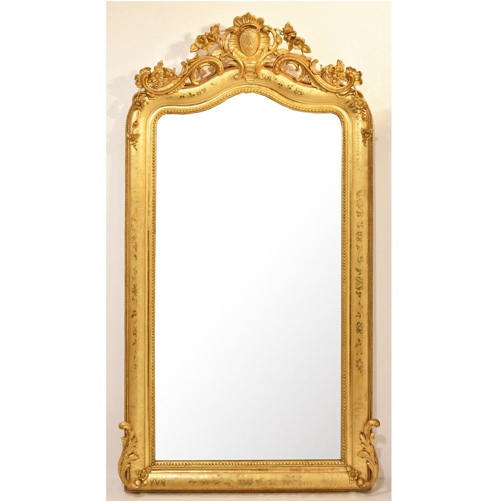 A antique glass gold wall mirror elegant mirror gilt framed mirror 19th century.jpg